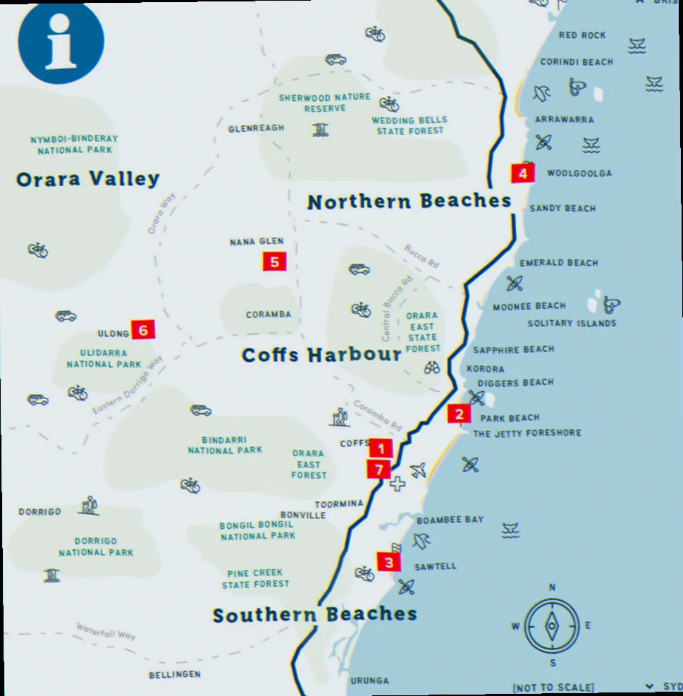 Coffs harbour to gold coast map